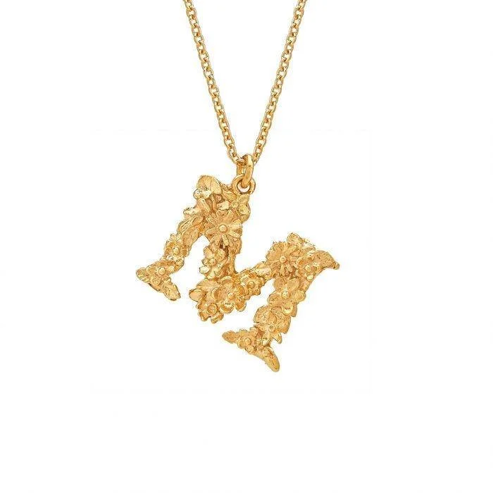 minimalist gold necklaces for women -Alex Monroe Floral Letter M Necklace