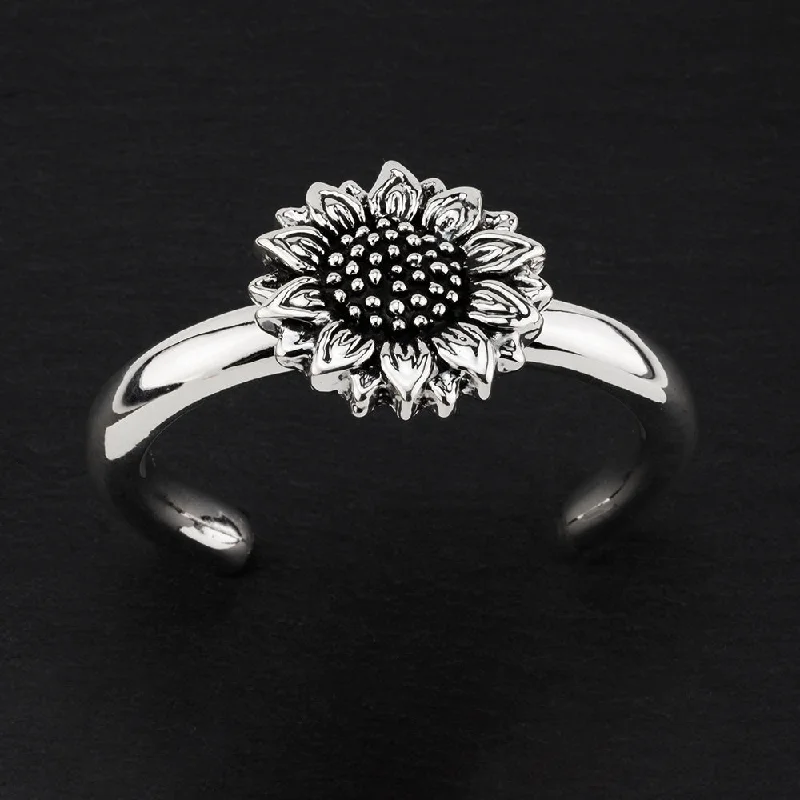 Sterling Silver Sunflower Cuff Bracelet