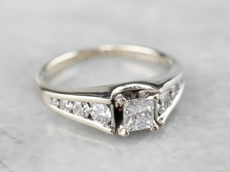 vintage style engagement rings -Modern Princess Cut Diamond Engagement Ring