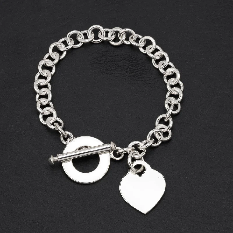 Sterling Silver Heart Toggle Bracelet