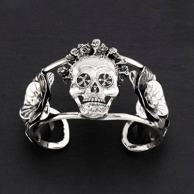 Extra Large Catrina Sugar Skull Cuff Bracelet