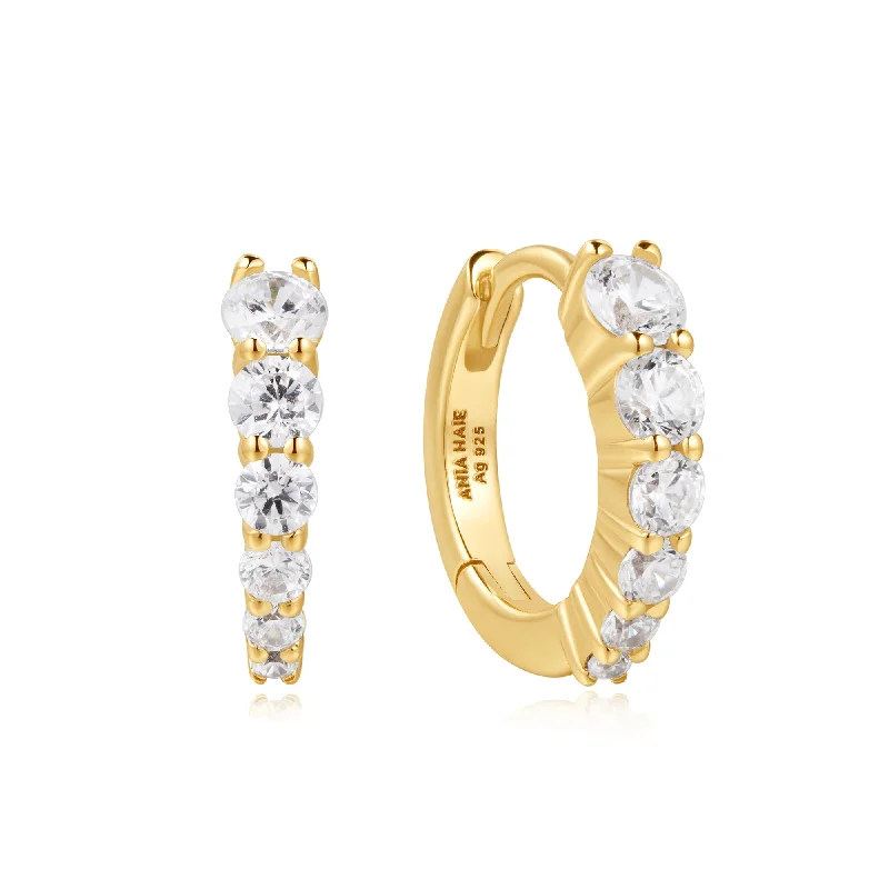 Gold Gradient Pave Huggies