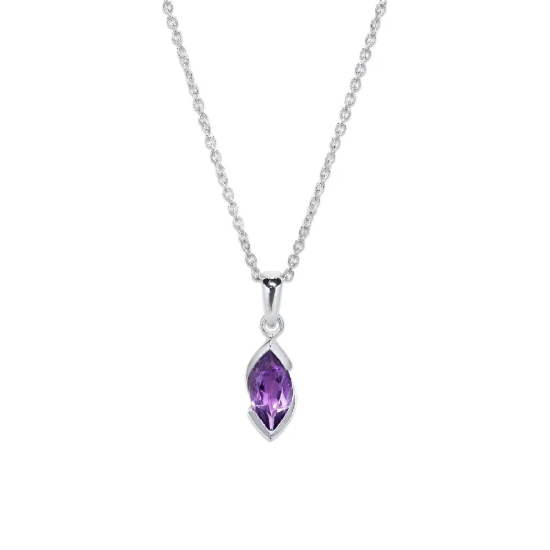 unique necklaces for women -Unique & Co Marquis Amethyst Necklace