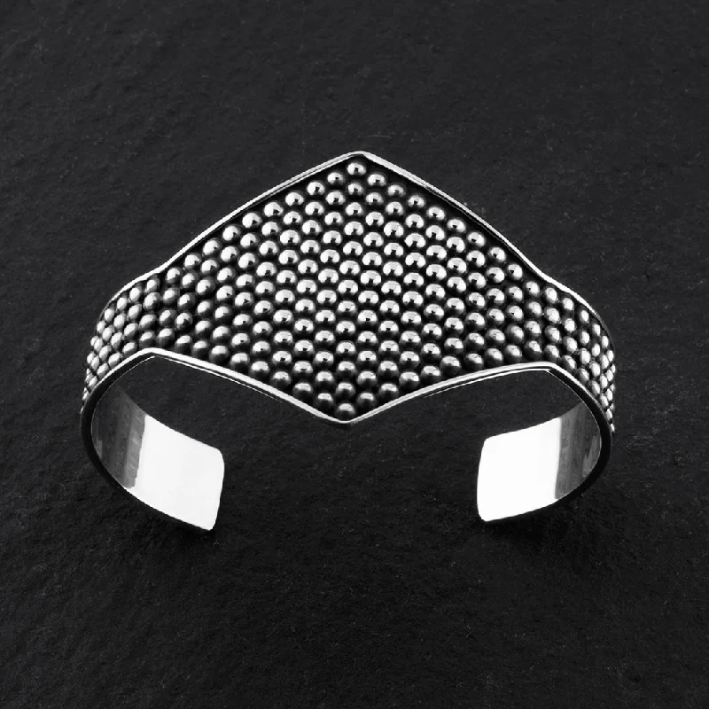 Mexican Silver Diamond Shape Bead Cuff Bracelet