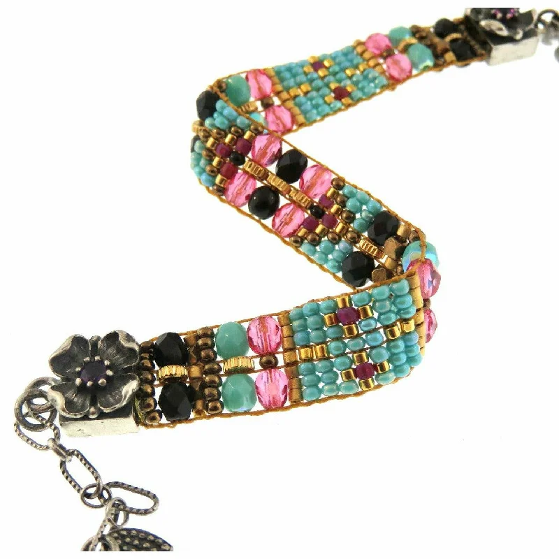 CHILI ROSE HOT POP DOT TURQUOISE AND PINK MIX MINI BRACELET