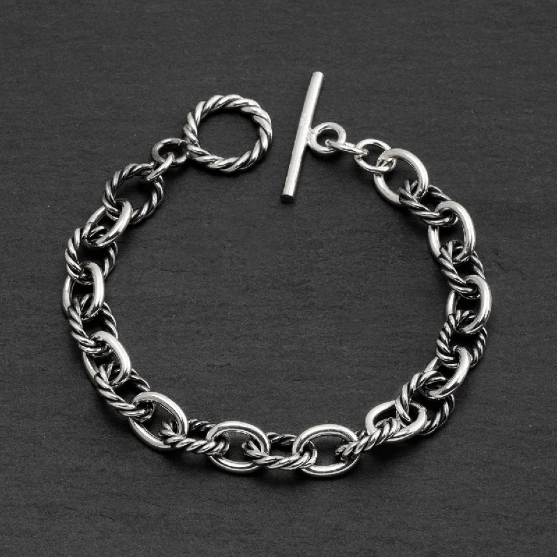 Taxco Silver Twisted Cable Link Bracelet