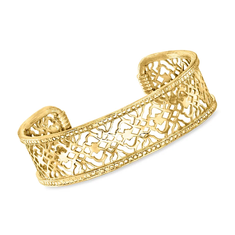 Ross-Simons 18kt Gold Over Sterling Openwork Lace Cuff Bracelet