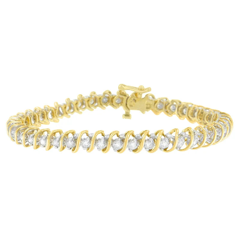 18K Yellow Gold Round Cut Diamond Tennis Bracelet