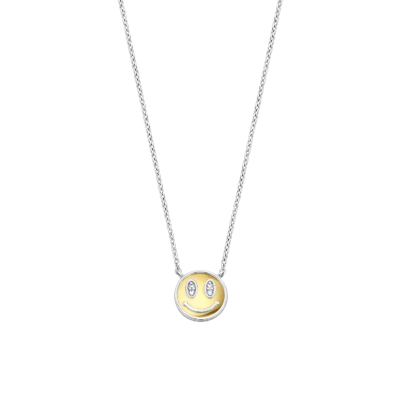 silver chain necklaces for women -Ti Sento Silver and Gold Smiley Necklace