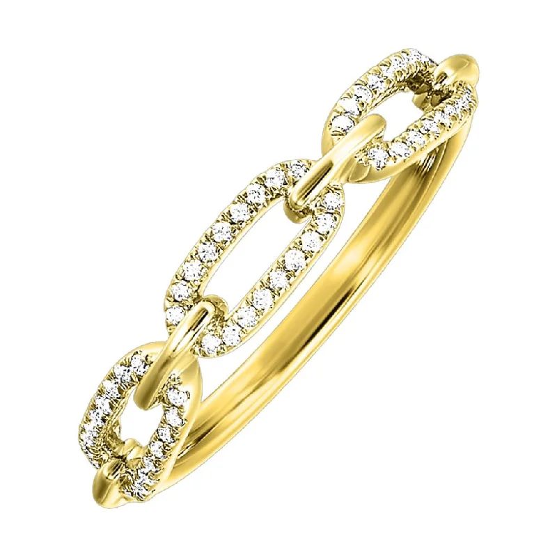 14K Yellow Gold 0.16ctw Diamond Paperclip Ring