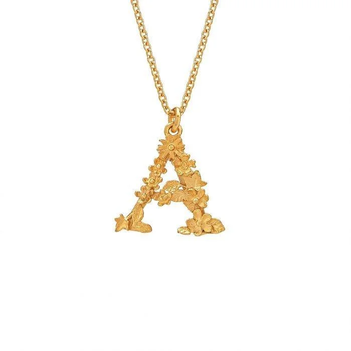 statement necklaces for women -Alex Monroe Floral Letter A Necklace