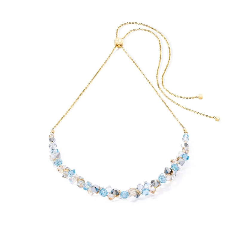 unique charm necklaces for women -Coeur De Lion Gold Aqua Dancing Crystals Necklace