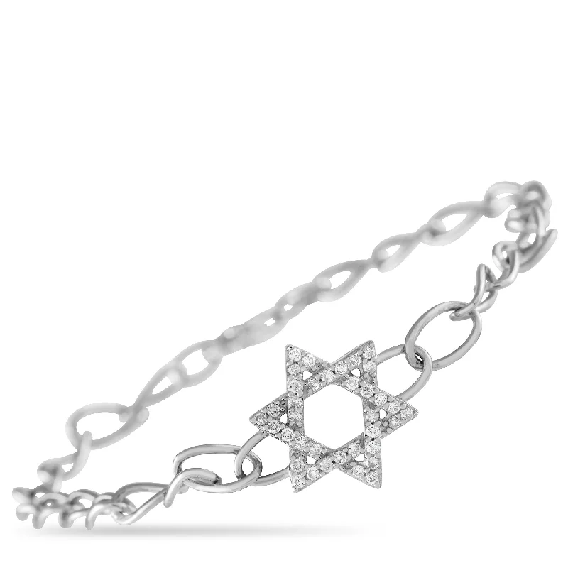 LB Exclusive 14K White Gold 0.30ct Diamond Star of David Bracelet BR09796-W