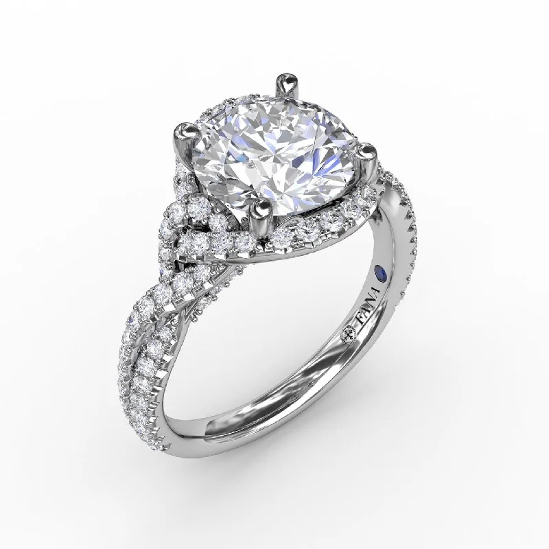 oval cut engagement rings for women -Contemporary Round Diamond Halo Engagement Ring With Twisted Shank