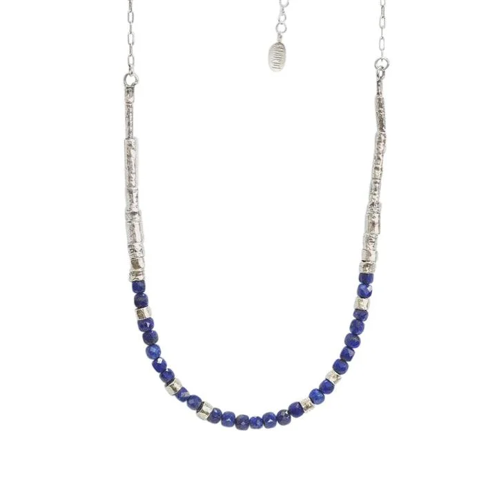 matching necklaces for women -Sterling Silver and Lapis Lazuli Multi Stone Half Necklace