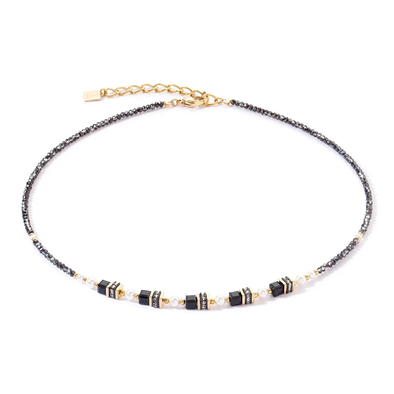 birthday gift necklaces for women -Coeur De Lion Sparkling Princess Gold Black Necklace