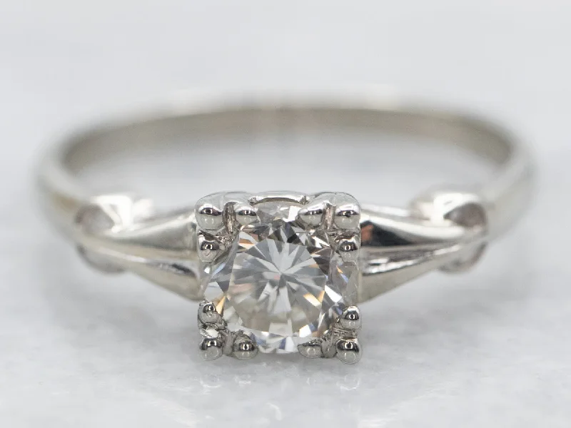 stylish engagement rings for women -Vintage European Cut Diamond Solitaire Engagement Ring