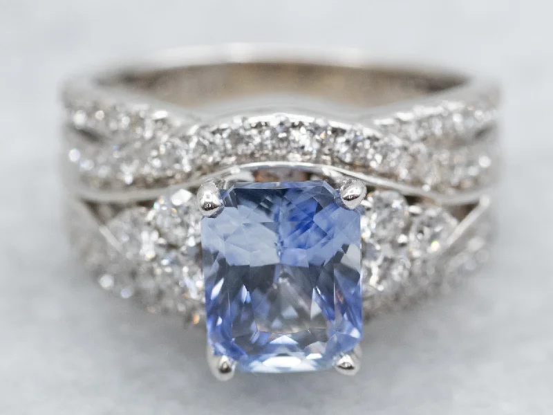 mixed metal engagement rings -Curved Sapphire and Diamond Engagement Ring