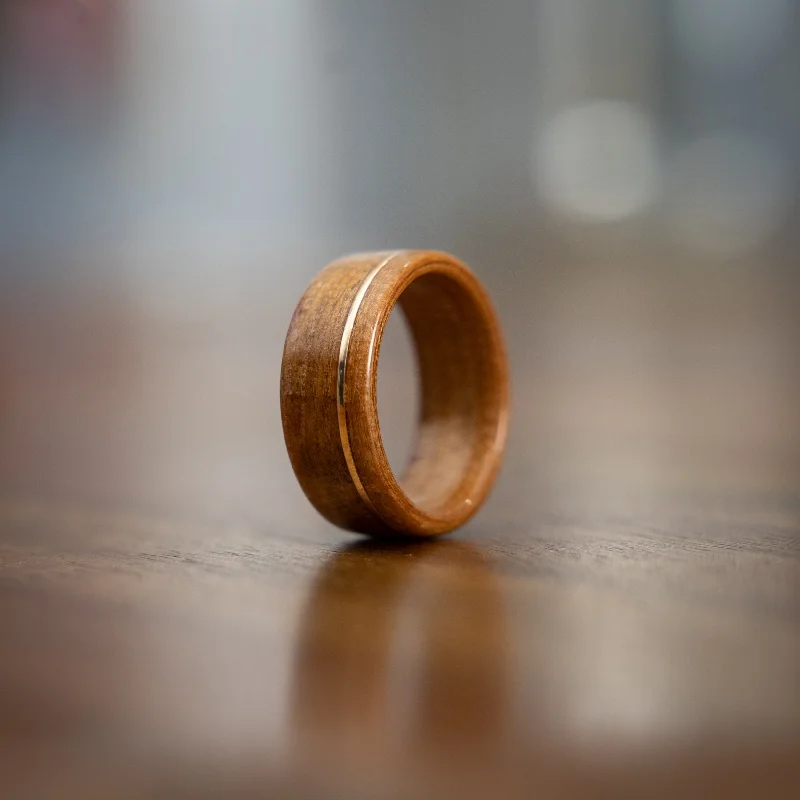 (In-Stock) Louisiana Bogwood Ring & Offset Yellow Gold - Size 10.5 | 9mm Wide