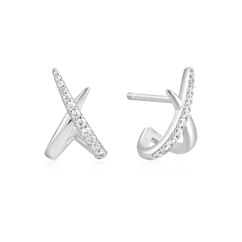 Silver Kiss Polished Pave Studs