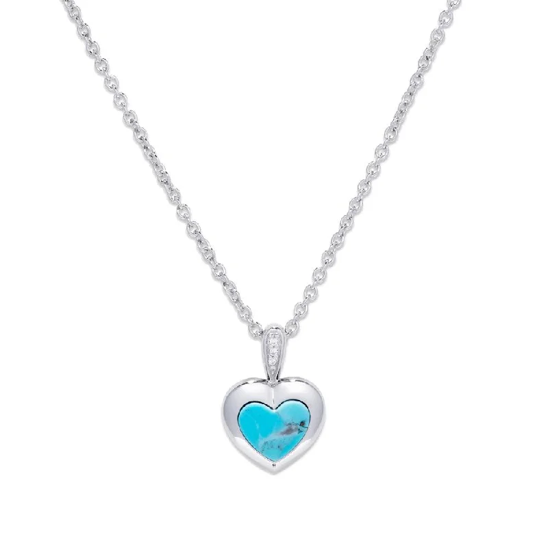 luxury diamond necklaces for women -Unique & Co Silver Turquoise Heart Necklace