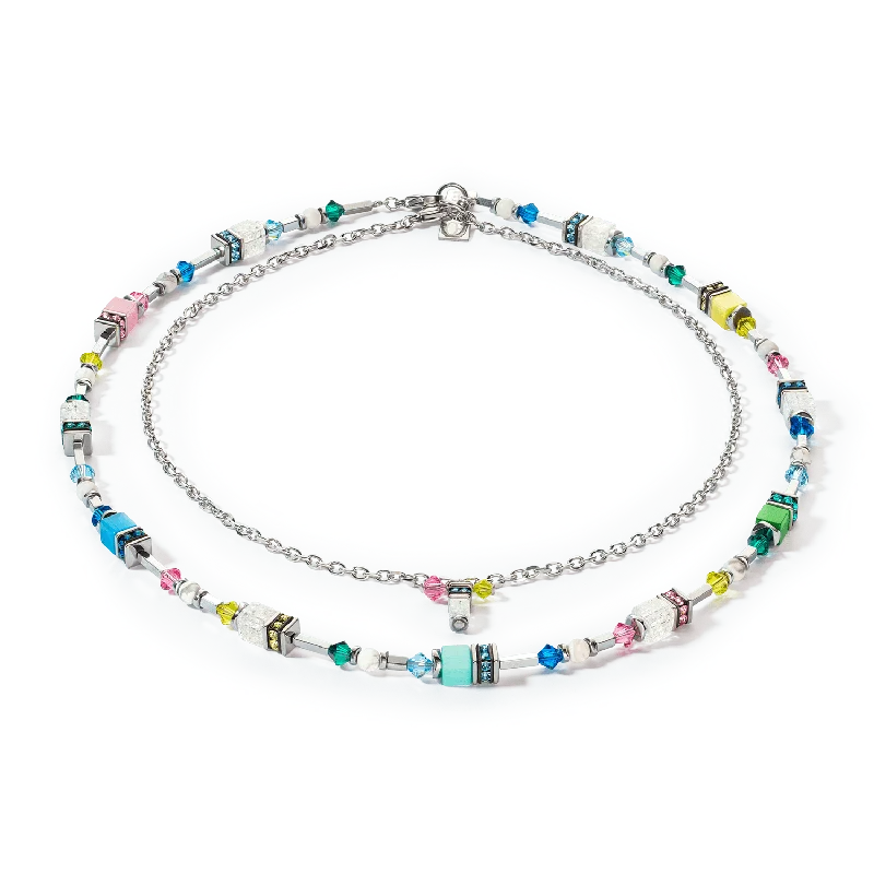 women’s engagement necklaces -Coeur De Lion Summer Dream Silver and Multicolour Pastel Necklace