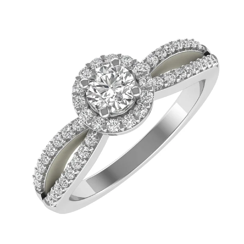 affordable custom engagement rings -Gold Halo Diamond Infinity Love Solitaire Engagement Ring (0.40 Carat) - IGI Certified