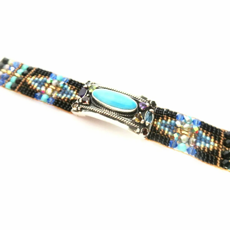 Chili Rose Cowgirl Bracelet  Jet & Turquoise  Gemstone Bracelet