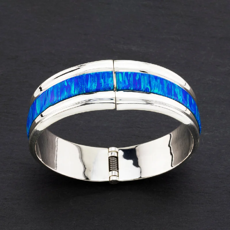 Sterling Silver and Blue Opal Bangle