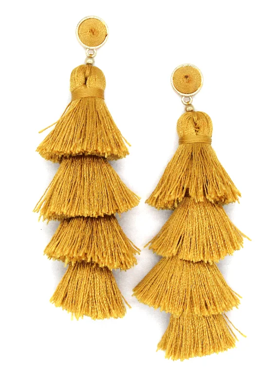 Chelsea Tassel Earrings- Mustard