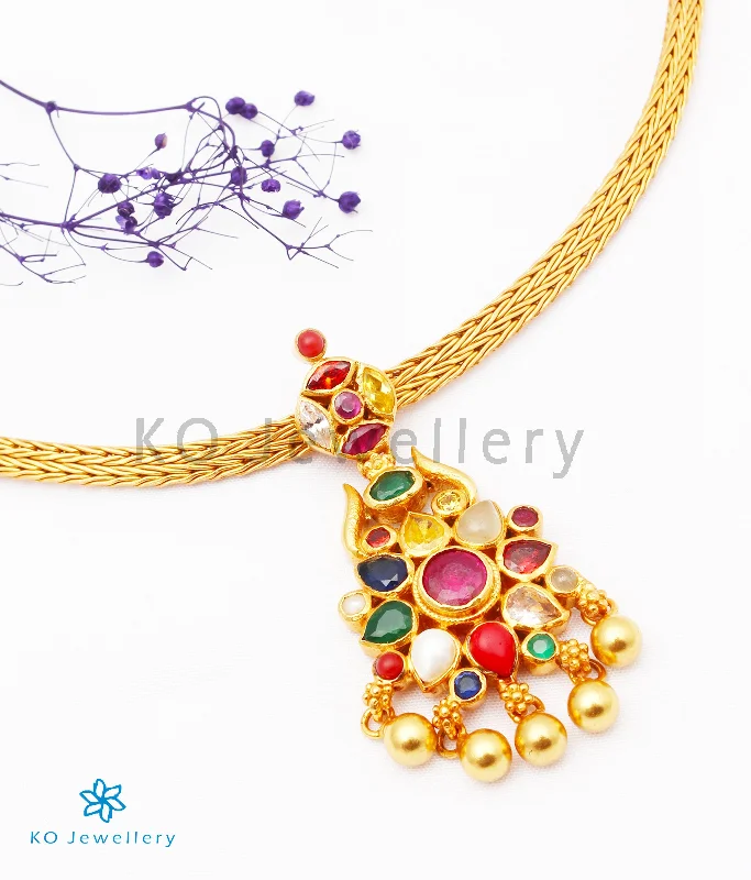 wedding necklaces for women -The Raaga Silver Navratna Necklace