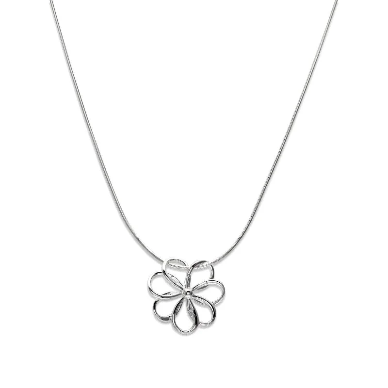 custom name necklaces for women -Unique & Co Silver Flower Outline Necklace