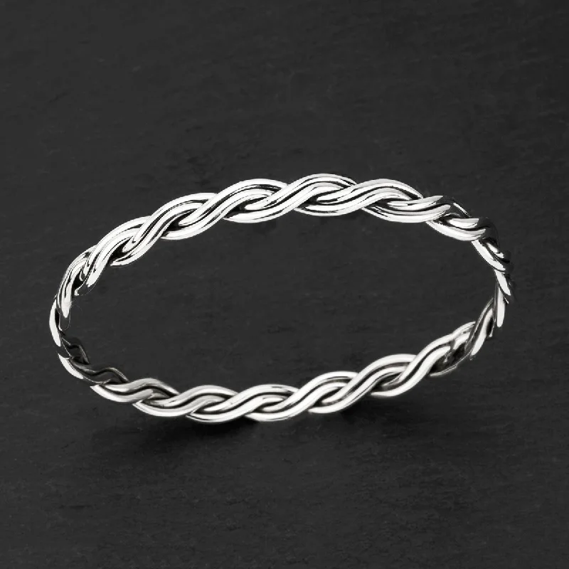 Slim Sterling Silver Braid Bangle Bracelet