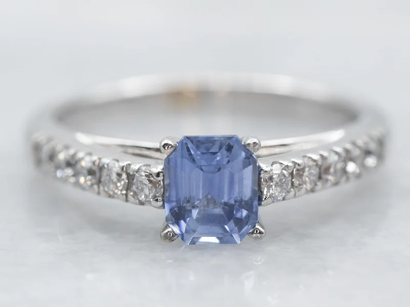 alternative engagement rings -White Gold Sapphire Engagement Ring with Diamond Accents