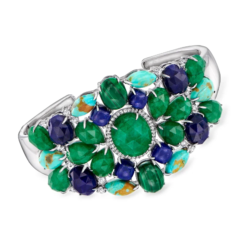 Ross-Simons Multi-Gemstone Cuff Bracelet in Sterling Silver