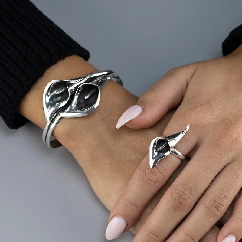 Sterling Silver Calla Lily Cuff Bracelet