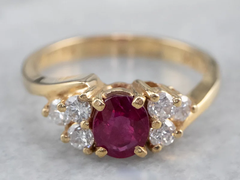 romantic engagement rings for women -Ruby and Diamond Engagement Ring