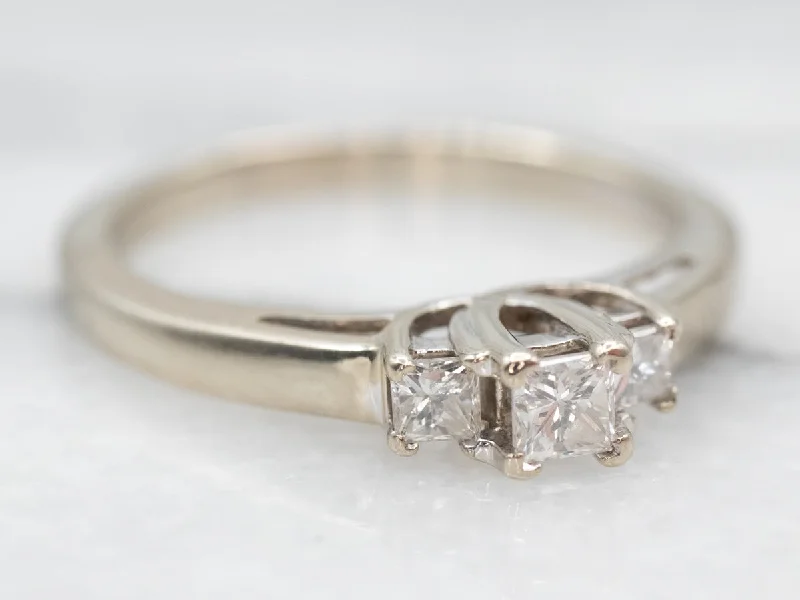 vintage diamond engagement rings -Elegant Three Stone Diamond Engagement Ring