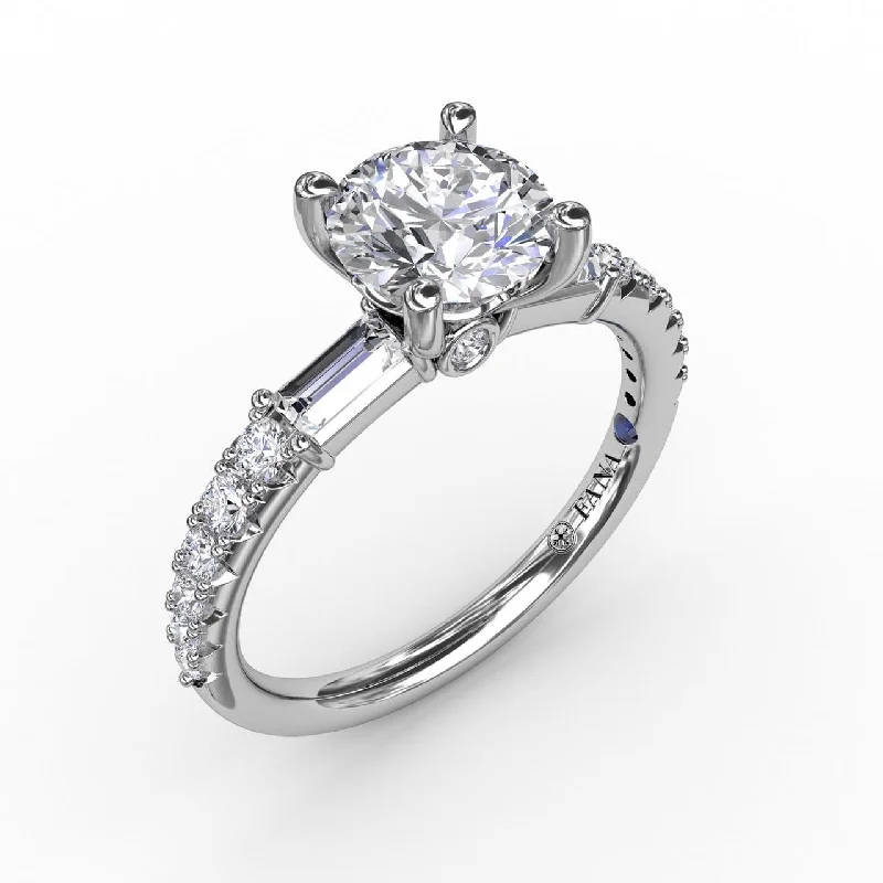 platinum diamond engagement rings - 96Contemporary Diamond Solitaire Engagement Ring With Baguettes