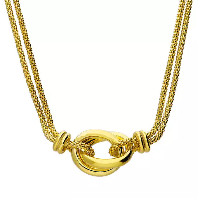 creative design necklaces for women -18ct Gold Plated Silver Entwined Knotted Rings Necklace