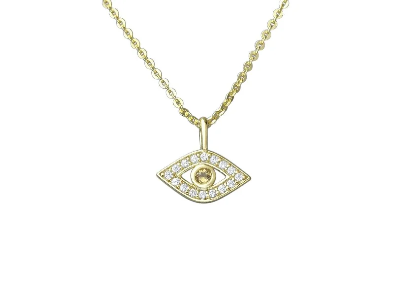 personalized engraved necklaces for women -Golden Evil Eye Cubic Zirconia Necklace