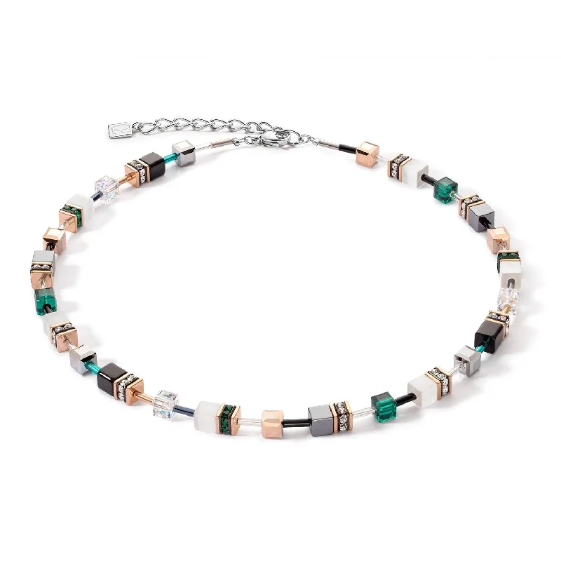 unique charm necklaces for women -Coeur De Lion Green-White Iconic GeoCUBE® Necklace