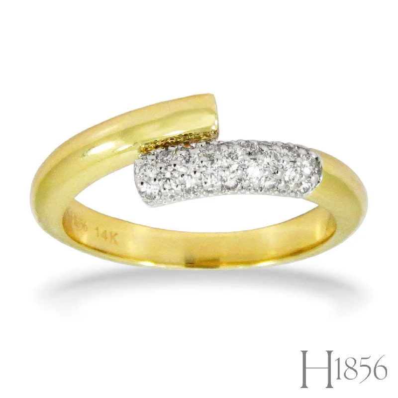 14K Small Bypass Diamond Bar Ring