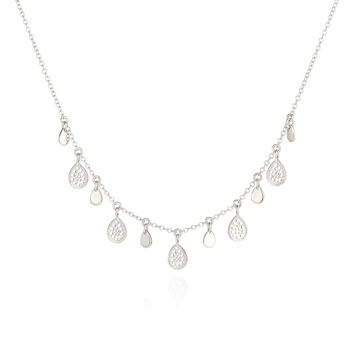 vintage style necklaces for women -Anna Beck Silver Teardrop Charm Necklace