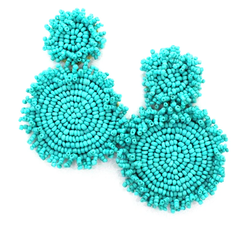 Kira Beaded Statement Earrings- Turquoise