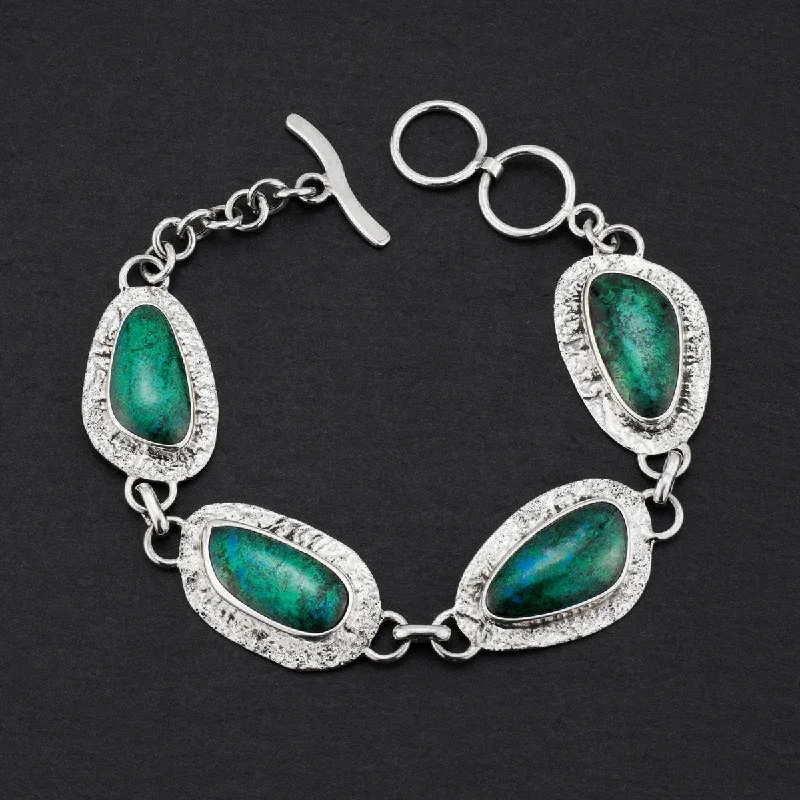 Sterling Silver and Chrysocolla Link Bracelet