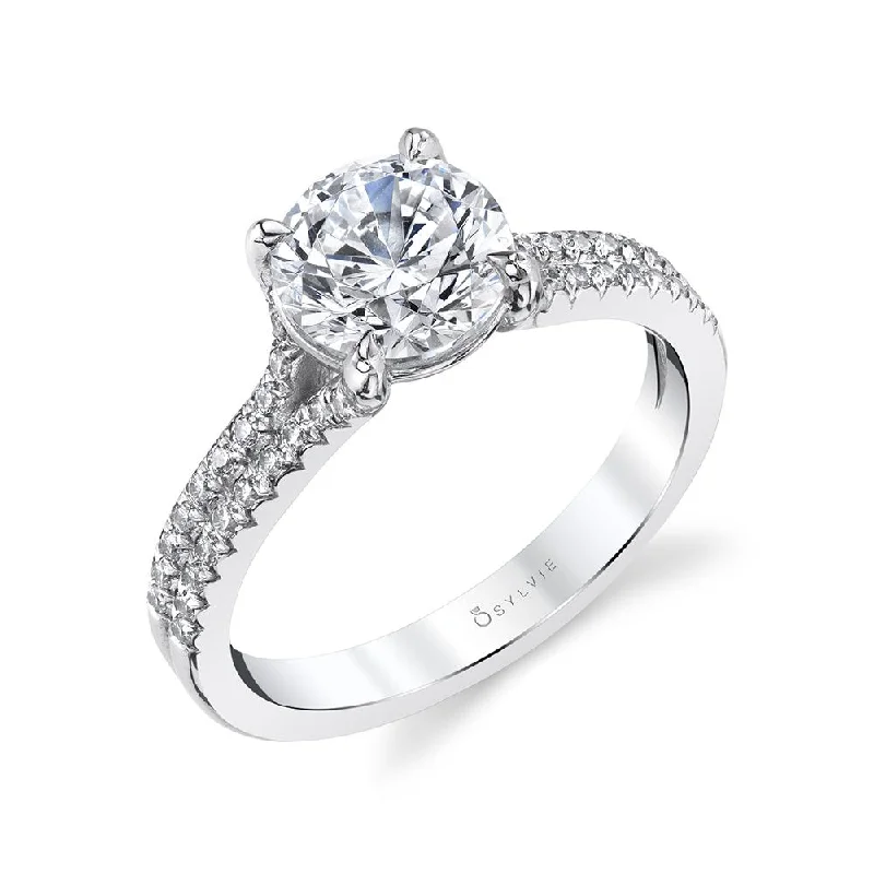 vintage-inspired engagement rings -Sylvie Collection 14K White Gold Round Engagement Ring Setting