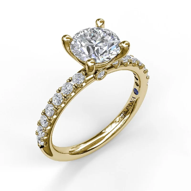 vintage style engagement rings -14 Karat Yellow Gold Fana 0.37 Carat Classic Pave Round Cut Diamond Engagement Ring Setting