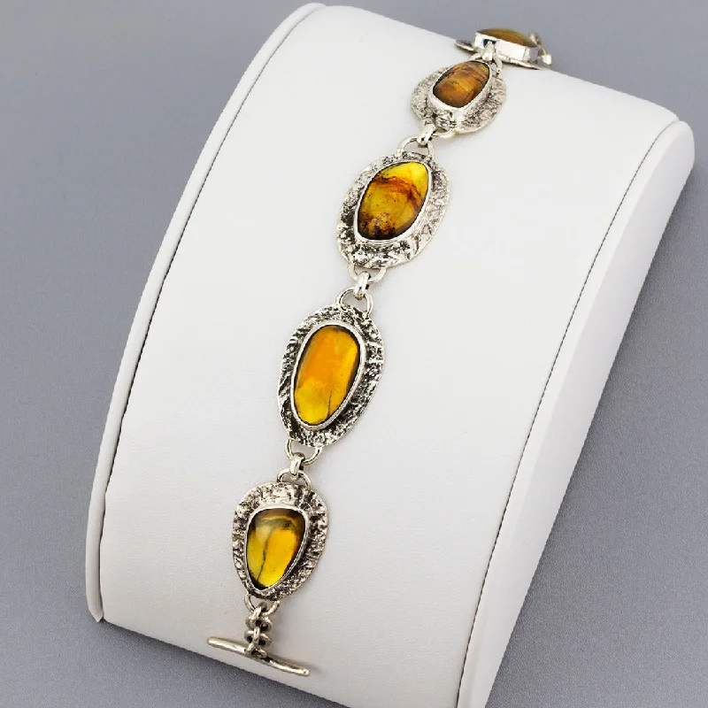 Sterling Silver and Amber Bracelet