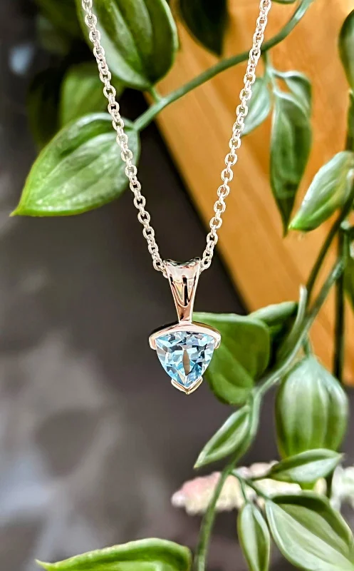 designer name necklaces for women -Unique & Co Sterling Silver Blue Topaz Pendant Necklace